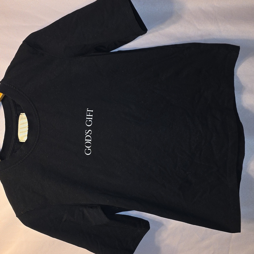 Womens Black T-shirt by THEO Womens Size 38 Gods Gift (Janni #4)